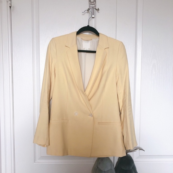 H&M flowy blazer in soft yellow - Picture 1 of 7